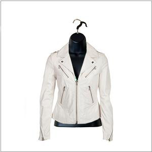 Heavy jacket displayed on the black female hanging mannequin