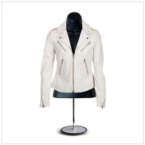 Heavy jacket displayed on the black female mannequin torso