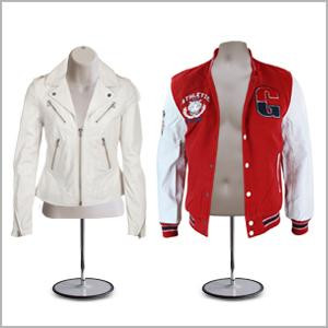 Heavy jacket displayed on a male and female torso mannequin pair