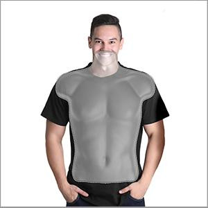 Realistic chest and shoulder proportions of the white male half-form mannequin
