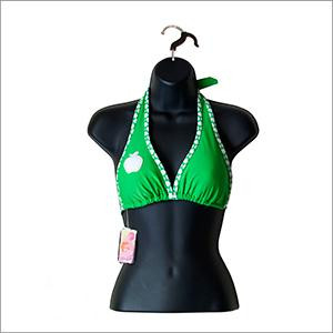 Swimwear displayed on the black female hanging mannequin
