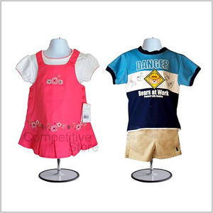 White toddler mannequin displaying boys and girls clothing