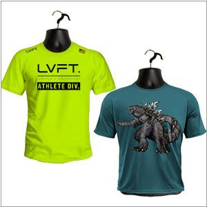 T-shirt displayed on the black male hanging mannequin