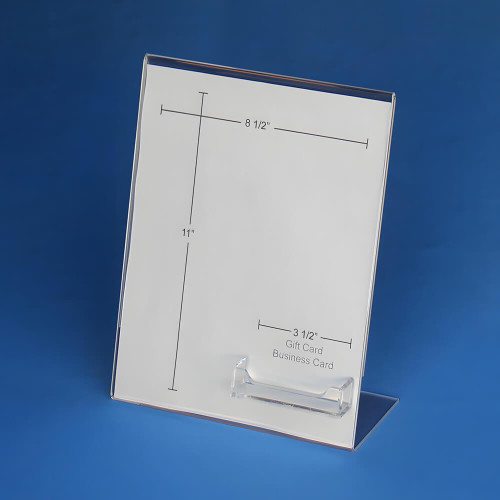 Proacrylics Slantback Sign Holder with Business Card Holder Proacrylics Slantback Sign Holder with Business Card Holder