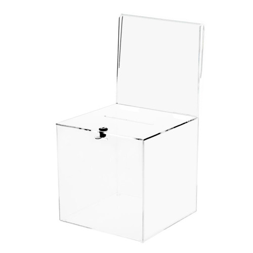 Proacrylics Ballot Box w/ Lock And Sign Holder Proacrylics Ballot Box w/ Lock And Sign Holder