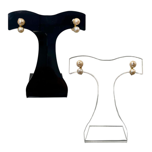 Acrylic Stand for Single Earring Pair - Clear & Black - 3-1/8x4