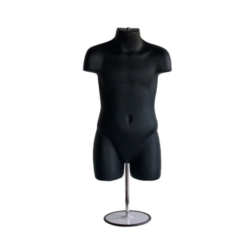 Black Plastic Child Mannequin Form With Metal Base Black Plastic Child Mannequin Form With Metal Base