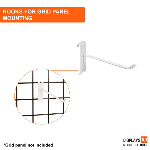 Displays 101 White Gridwall Hooks Displays 101 White Gridwall Hooks