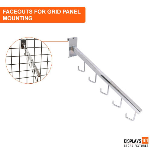 Displays 101 Chrome 5 Hook 18"L Square Tube Waterfall For Gridwall Displays 101 Chrome 5 Hook 18"L Square Tube Waterfall For Gridwall
