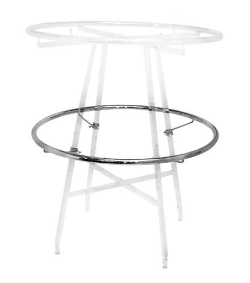 add-on ring installed on a round clothing rack frame, designed to expand display space with lower-tier garment support. add-on ring installed on a round clothing rack frame, designed to expand display space with lower-tier garment support.