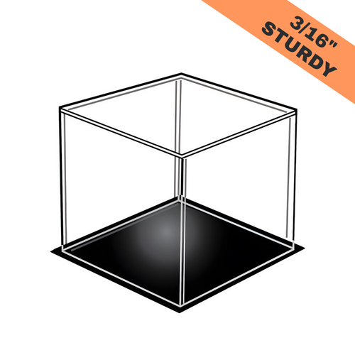 Sturdy Acrylic Display Cube – Clear With Black Base Sturdy Acrylic Display Cube – Clear With Black Base
