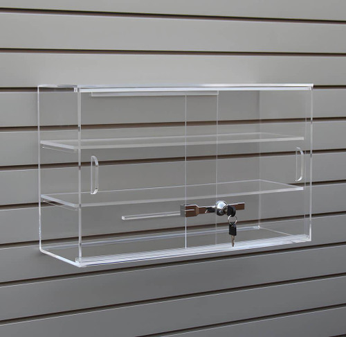Locking Acrylic Slatwall Display Case – 21" x 7.5" x 13" Locking Acrylic Slatwall Display Case – 21" x 7.5" x 13"