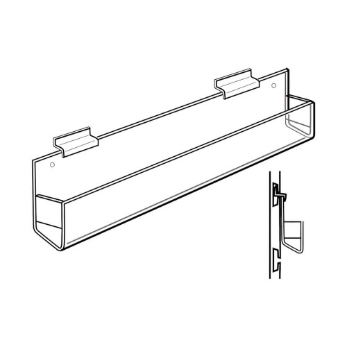 Proacrylics Acrylic Slatwall J-Rack Display Shelf - Closed End Proacrylics Acrylic Slatwall J-Rack Display Shelf - Closed End