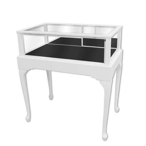 White jewelry display showcase rental with lights and locking glass case for events and trade shows White jewelry display showcase rental with lights and locking glass case for events and trade shows