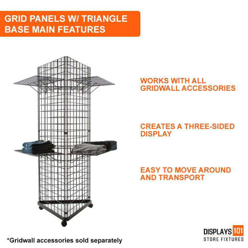 Rolling Gridwall Display with Triangle Base – Rental PP-RS-CS-GW2-3TB Rolling Gridwall Display with Triangle Base – Rental PP-RS-CS-GW2-3TB