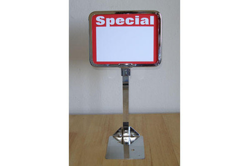 Maxima Displays 5-1/2H X 7 Signholder W/Shovel Base Chrome Maxima Displays 5-1/2H X 7 Signholder W/Shovel Base Chrome
