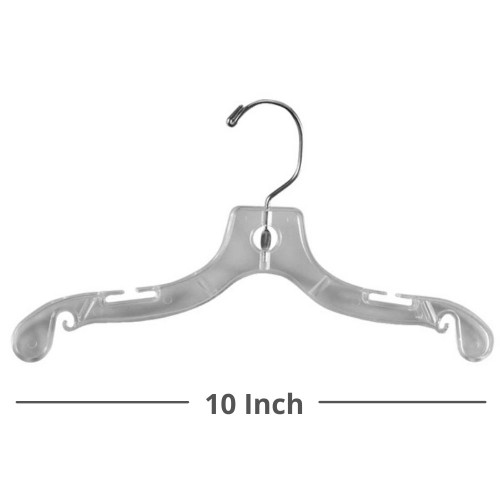 10 inch Clear Plastic Children's Dress Hangers- Case of 100