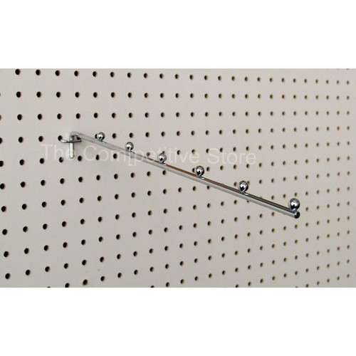 Chrome Pegboard Hook Installed On Display Wall Chrome Pegboard Hook Installed On Display Wall