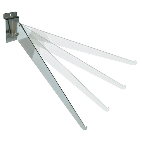 Displays 101 12" Chrome Slatwall Adjustable Shelf Bracket Displays 101 12" Chrome Slatwall Adjustable Shelf Bracket