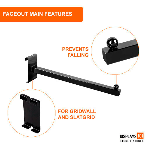 Displays 101 3/4" Square Tubing Black Faceout 12"L For Gridwall Displays 101 3/4" Square Tubing Black Faceout 12"L For Gridwall