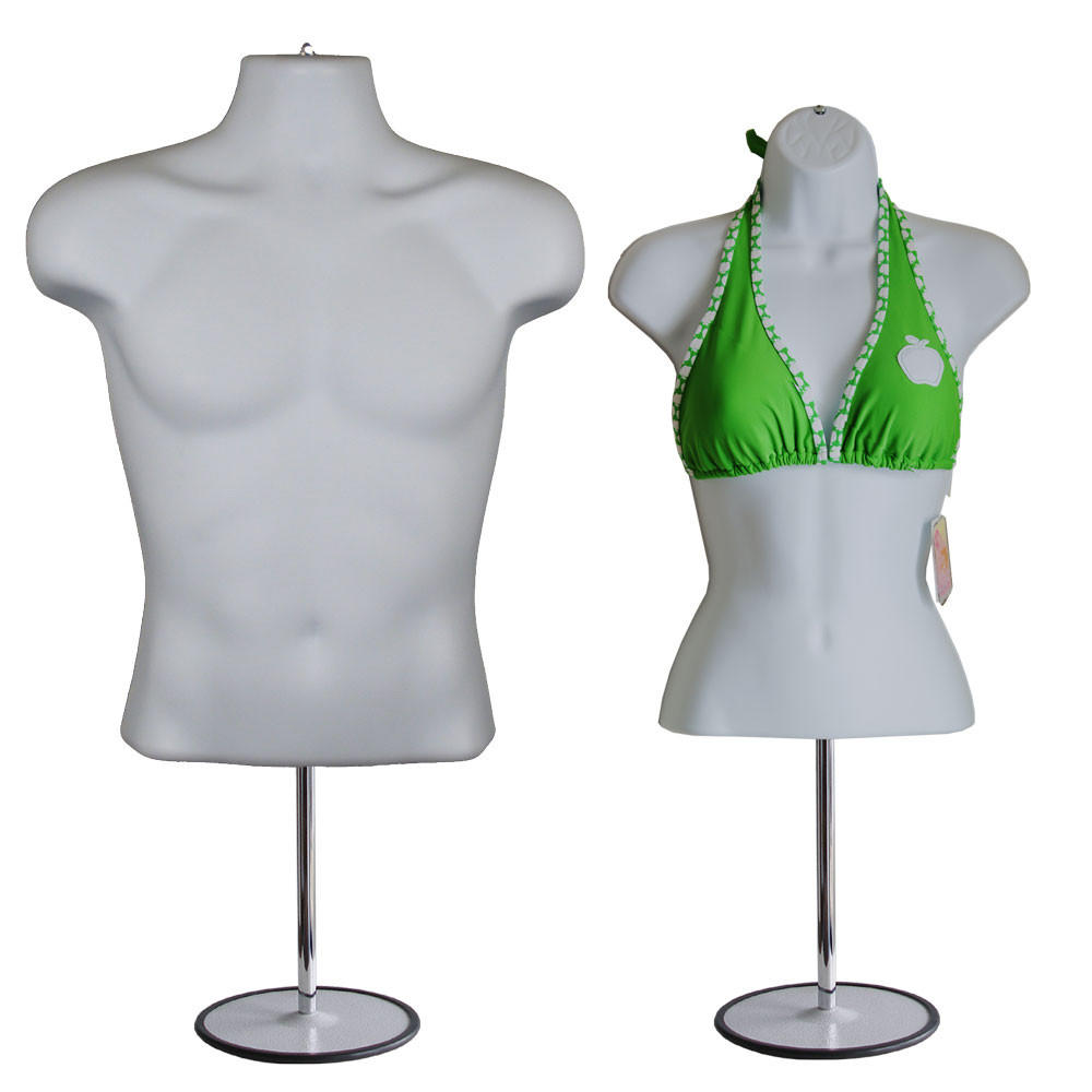 Female Mannequin Body In White W/ Metal Base