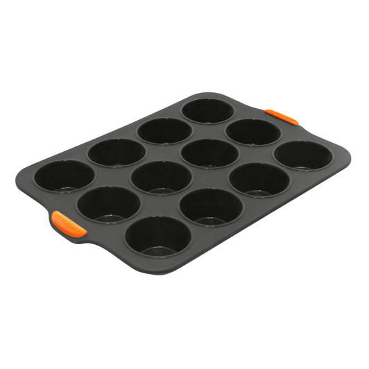 Silicone 12 Cup Muffin Pan, 35.5 x 24.5cm (6.5 x 3.5cm) - Grey Silicone 12 Cup Muffin Pan, 35.5 x 24.5cm (6.5 x 3.5cm) - Grey