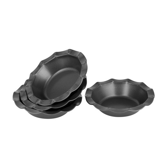 Fluted Pie Dish Set of 4, 13 x 3cm - Non-stick Fluted Pie Dish Set of 4, 13 x 3cm - Non-stick
