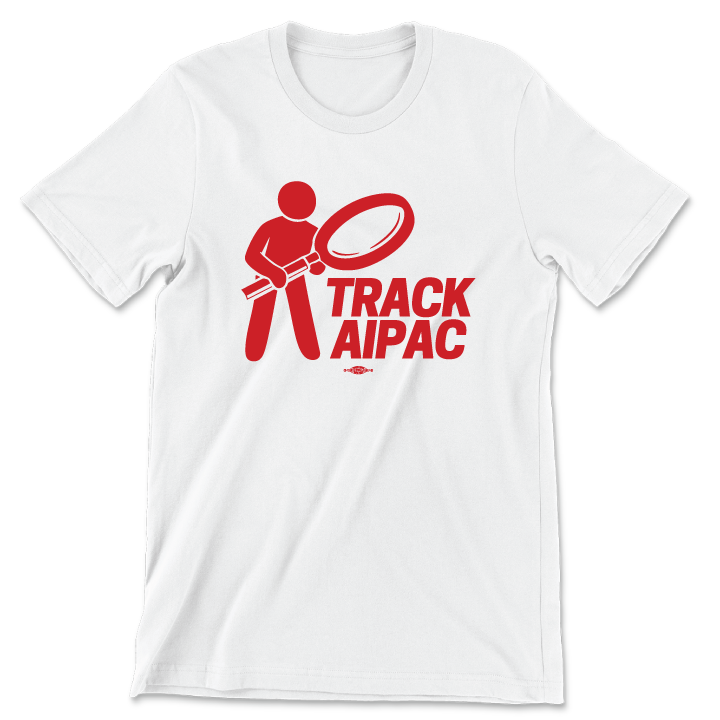 Track Ai Pack Track AIPAC (Unisex White Tee) - Citizens Against AIPAC Corruption