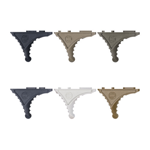 RailScales® Karve-P® M-LOK & KeyMod Polymer Hand Stops in Black, FDE Tan, OD Green, Sniper Grey, Arctic White, and Coyote.