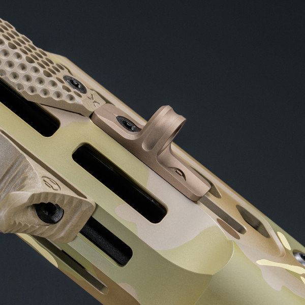 RailScales QDX® M-LOK Sling Mount in Terra Bronze®, Karve-P® FDE M-LOK Hand Stop, HTP® NiR XOS® & XOS-W™ MiniDot FDE M-LOK Scales | Sig Sauer 11.5" 5.56 MCX-SPEAR LT SBR in Multicam