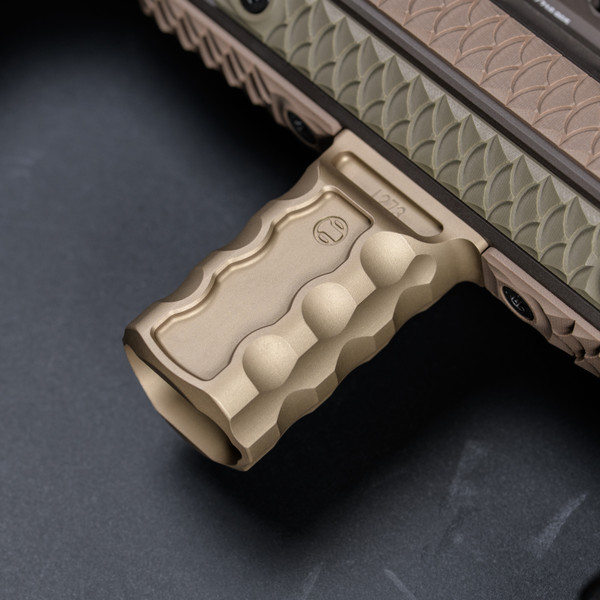 RailScales RSB/M® M-LOK VFG in Terra Bronze®, 3-Slot & 4-Slot Dragon TerraCore® G10 RailScales® M-LOK Scales, 1.5-Slot Dragon TerraCore® G10 Solo's M-LOK Scales | 14.5" 300BLK Upper, Daniel Defense RIS 3 M4A1 FSP FDE Rail, Harris S-BRM Bipod, L3Harris LA-5B Laser, Surefire M640V-Pro Scout Light Pro IR Light w/ CSM-07 Switch, Ferro Concepts M81 Slingster w/ Blue Force Gear 1.00" ULoop Sling Attachments.