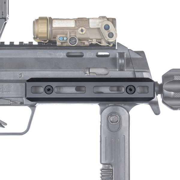 RailScales® MP7 GIP MLOK Rail in Carbon Black® | Heckler and Koch MP7A1 Post Sample MG, B&T USA MP7 Compact Rotex Suppressor, Aimpoint ACRO P-2 RDS on Scalarworks LEAP/03 1.57" Mount, L3Harris NGAL-A1 Laser