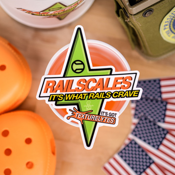 RailScales® Brawndo Premium PVC Matte Vinyl Sticker | FN M249 SAW Post Sample MG, Stanley Stay Chill Pitcher, Crocs Classic Clogs in Orange Zing.
