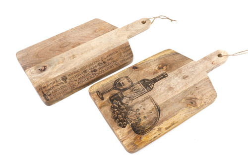 Pair of Engraved Chopping Borads Cheese and Wine