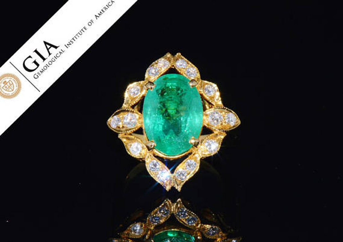 GIA Certified Natural 6.9CTS VS E Diamond Emerald 18K Solid Gold Ring