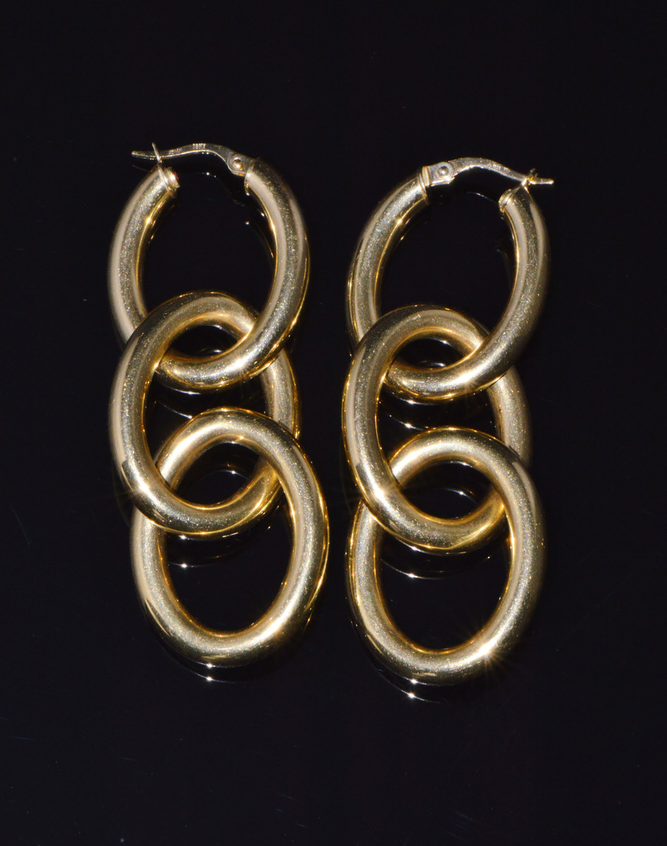 Gorgeous Italian Roberto Coin 18K 750 Solid Gold Hoop Dangle 2-In-1 Earrings