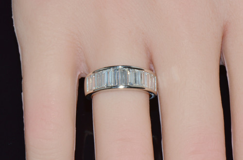 Certified Natural 1.65Cts VS F Baguette Diamond Solid Platinum Wide Band Ring