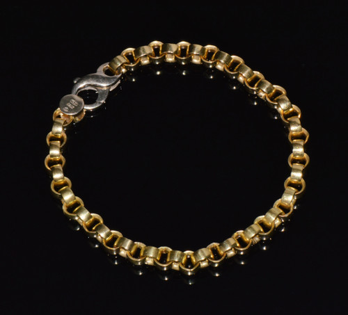 Italian Solid 18K Gold Rolo Link Stacking Chain Bracelet