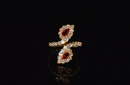 Certified Natural 2.15Cts VS F Diamond Orange Sapphire 18K Solid Gold Bypass Dinner Ring
