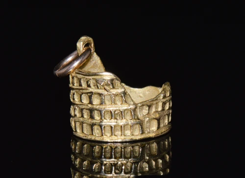 Italian 18K Solid Gold Roman Colosseum Charm Pendant