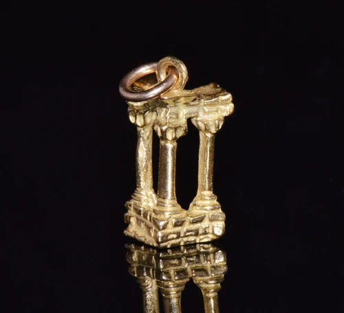 Italian 18K Solid Gold Roman Column Ruins - Temple of Apollo Charm Pendant