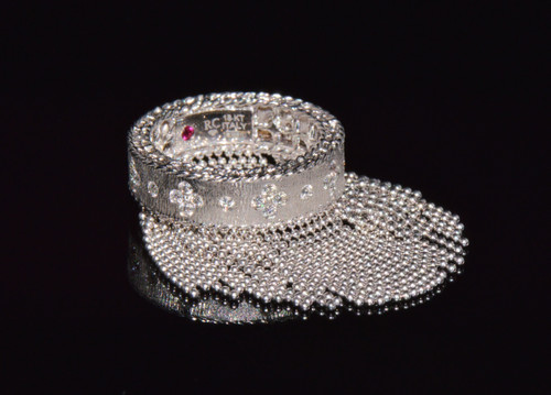 Authentic Roberto Coin Princess Tassel Fringe Diamond Ring 18K White Gold