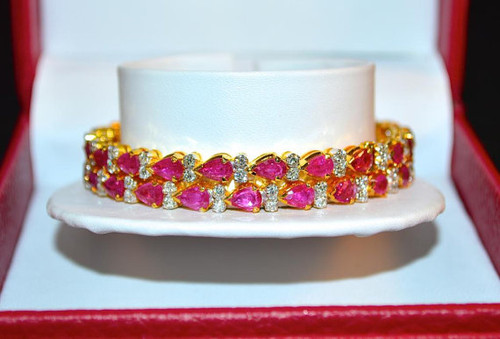 Certified Natural 10.35CTS VS F Diamond Ruby 18K Solid Gold Stackable Single Bangle