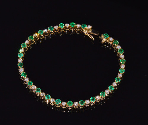 Certified Natural 4.79Cts VS F Diamond Emerald 18K Solid Gold Tennis Bracelet