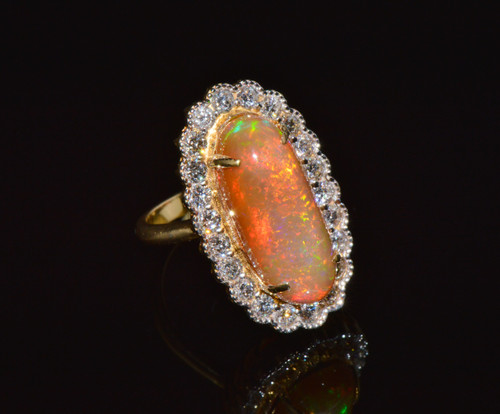 Certified Natural 8.92Cts VS F Diamond Opal 750 18K Solid Gold Cocktail Halo Milgrain Ring