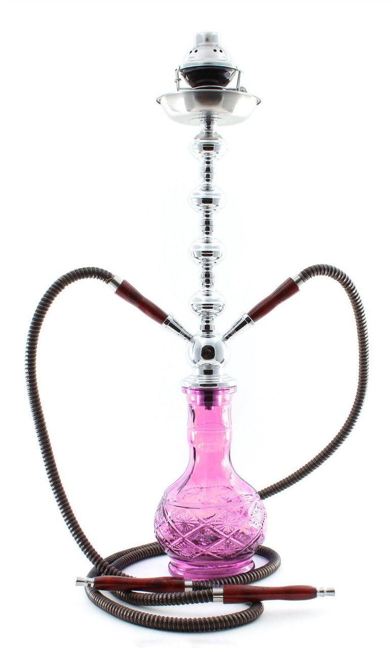 2- Hose pink Diamond Shisha Black Luxury pipe Hookah set