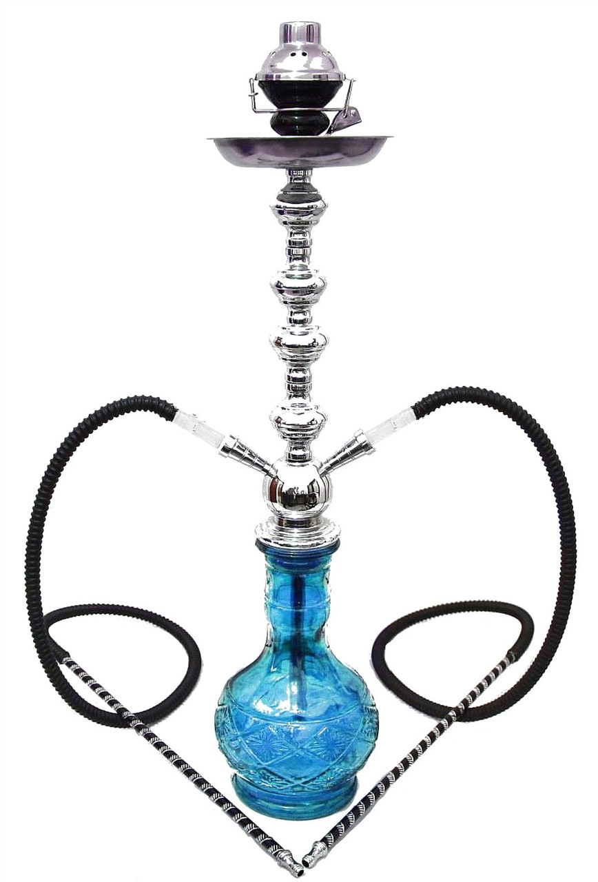  Hookah Shisha Nargila Smoking Water Pipe Bong Glass Tobacco 1 Hose  Bowl Set Green Color