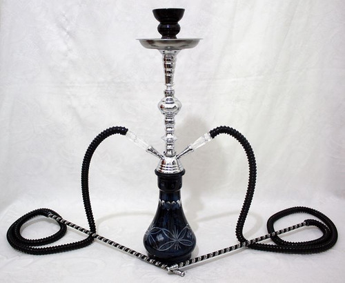 2- Hose Black Crystal Shisha Black Laser pipe Hookah set wholesale