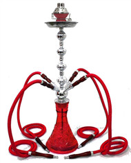 4- Hose Red Pyramid Shisha Red Luxury pipe Hookah set gift idea +Windcover r