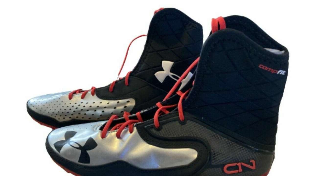 Armour C1N Cam Newton High Top Football Black Grey Red Size 12